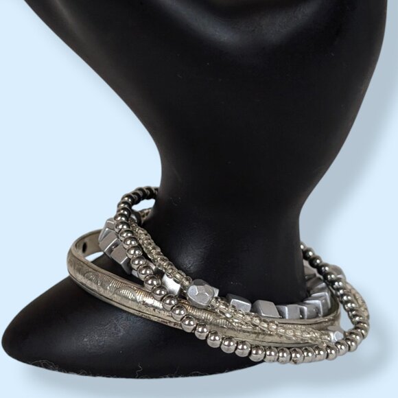 Set of 4 Silver Tone Bracelets - Picture 2 of 5